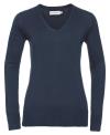 710F Ladies' V Neck Knitted Pullover French Navy colour image